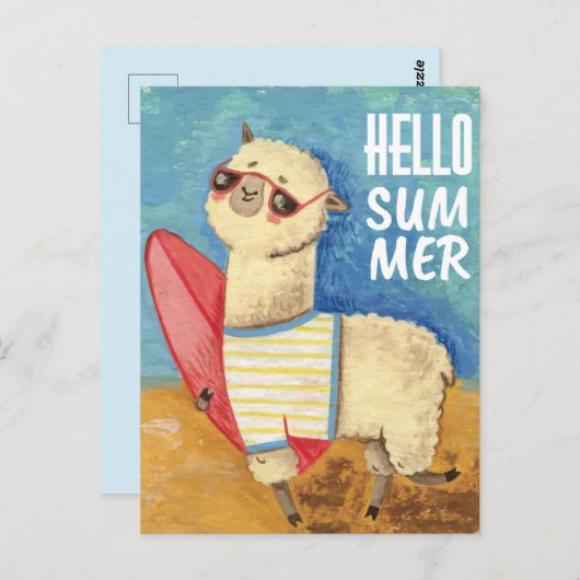 Summer Llama Postkarte (Vorne/Hinten)