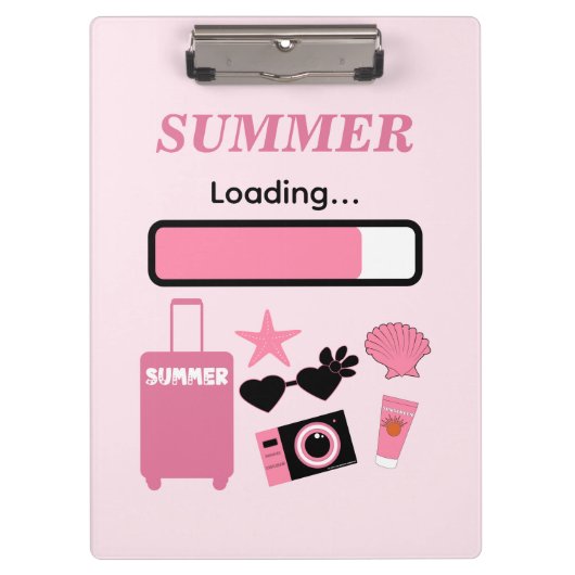 Summer Loading Pink Clipboard Klemmbrett (Vorderseite)