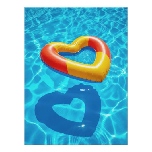Summer Love Heart Float in Blue Pool Poster (Vorderseite)