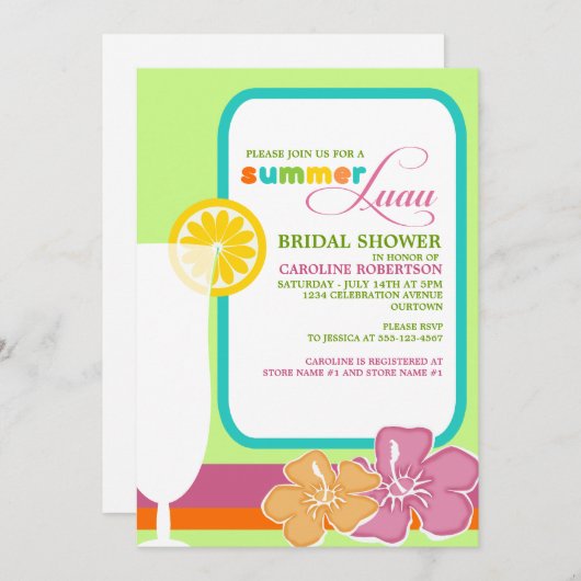 Summer Luau Bridal Dusche Einladungen (Vorne/Hinten)