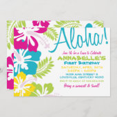 Summer Luau Hawaiian Einladung (Vorne/Hinten)