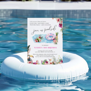 Summer Luau   Tropical Pool Party Geburtstag Einladung
