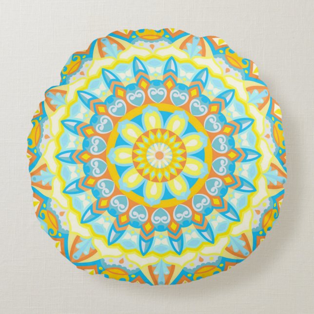 Summer Mandala Round Pillow Rundes Kissen (Vorderseite)