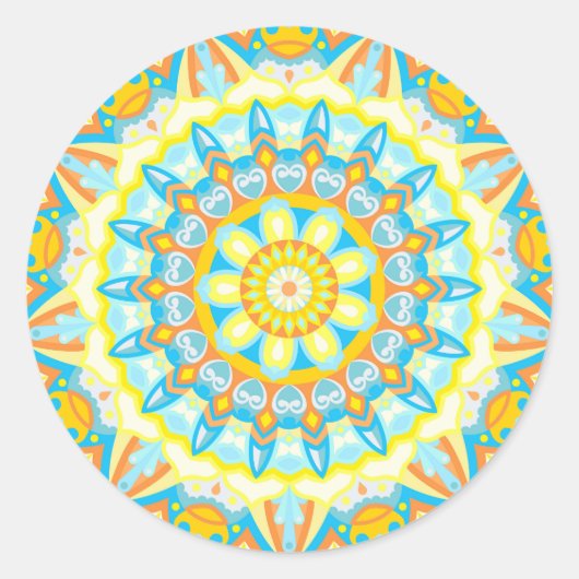 Summer Mandala Runder Aufkleber (Vorderseite)