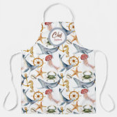 Summer Marine Life, Wale, bearbeitbare Schürze (Vorderseite)