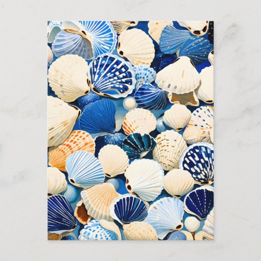 Summer Marine Seashells Feiertagspostkarte (Vorderseite)