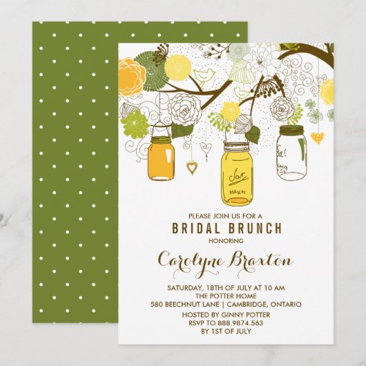 Summer Mason Jars | Einladung von Bridal Brunch (Vorne/Hinten)