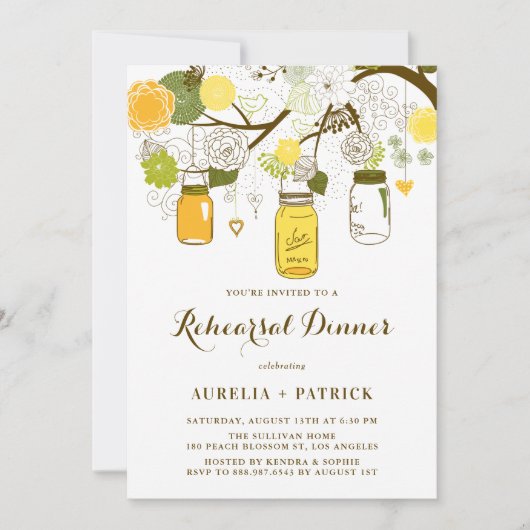 Summer Mason Jars | Probe - Abendessen Einladung (Vorderseite)