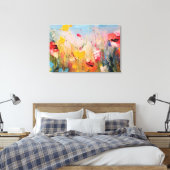 Summer Meadow – Expressive Abstract Wildflowers Leinwanddruck (Insitu (Schlafzimmer))