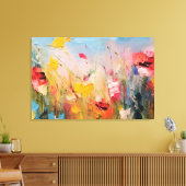 Summer Meadow – Expressive Abstract Wildflowers Leinwanddruck (Insitu (Wohnzimmer))