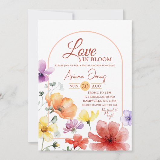 Summer Meadow Liebe in Bloom Brautparty Einladung (Vorderseite)