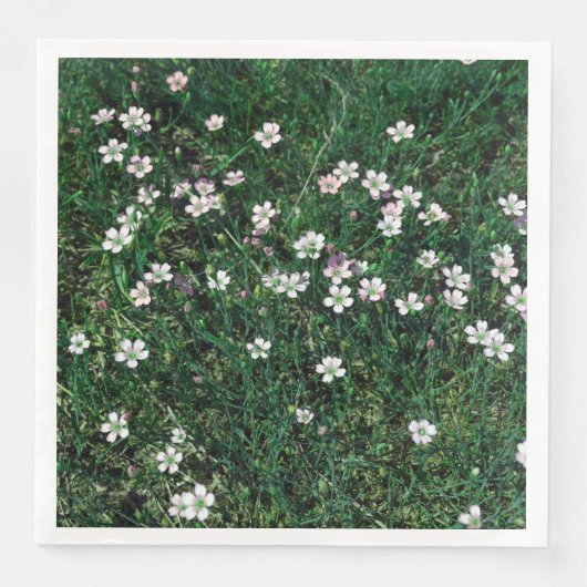 Summer Meadow Small White & Light Pink Wildblumen Serviette (Vorderseite)
