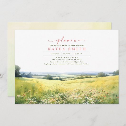 Summer Meadow und Wildblumen Boho Brautparty Einladung (Vorne/Hinten)