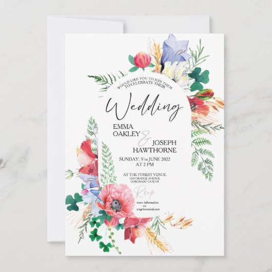 Summer Meadow Wildblume Einladung (Vorderseite)