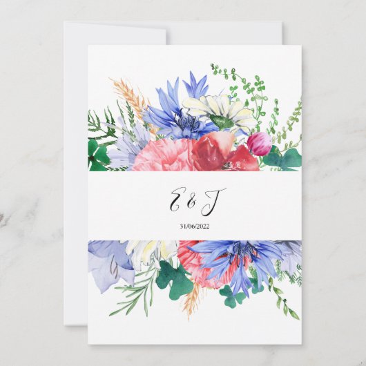 Summer Meadow Wildblume Einladung (Rückseite)