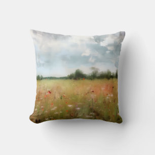 Summer Meadow Wildblume Landschaft Art Kissen