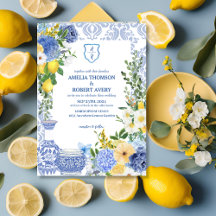 Summer Mediterranean Blue tiles Lemon Wedding