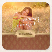 Summer Memories Custom Foto and Calligraphy Rechteckiger Pappuntersetzer (Vorderseite)