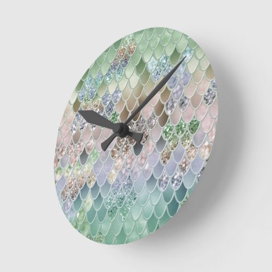 Summer Mermaid Glitzer Scales #10 (Imitate Glitzer Runde Wanduhr (Winkel)