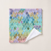 Summer Mermaid Glitzer Scales #1 (Imitate Glitzer) Badhandtuch Set (Waschlappen)