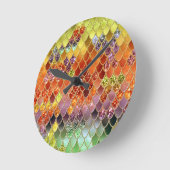 Summer Mermaid Glitzer Scales #2 (Imitate Glitzer) Runde Wanduhr (Winkel)