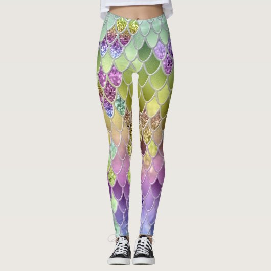 Summer Mermaid Glitzer Scales #6 (Imitate Glitzer) Leggings (Vorderseite)