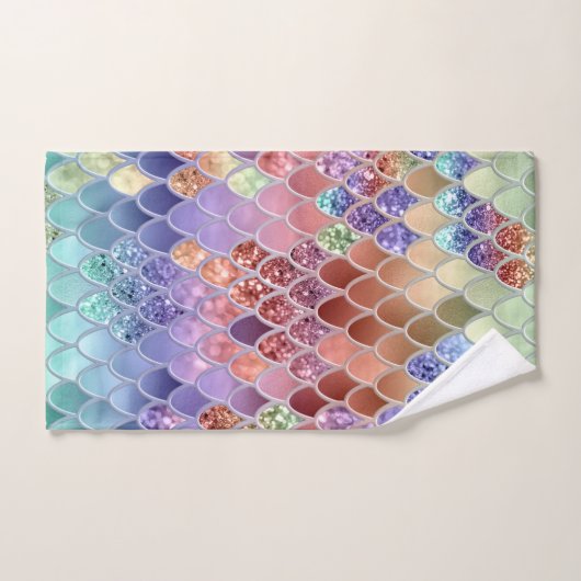 Summer Mermaid Glitzer Scales #7 (Imitate Glitzer) Badhandtuch Set (Handtuch)