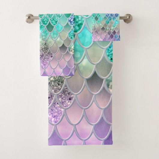 Summer Mermaid Glitzer Scales #8 (Imitate Glitzer) Badhandtuch Set (Insitu)