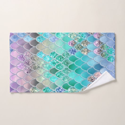 Summer Mermaid Glitzer Scales #8 (Imitate Glitzer) Badhandtuch Set (Handtuch)