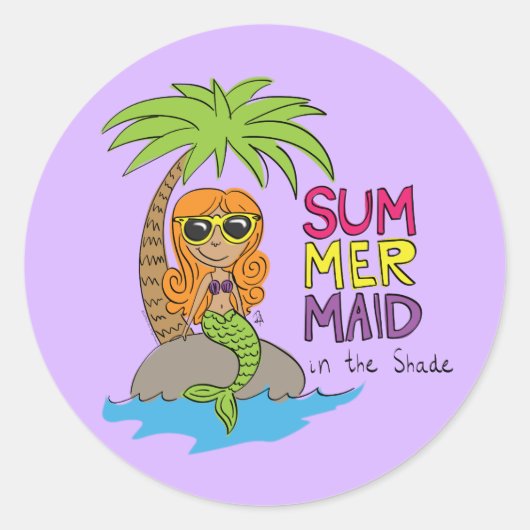 Summer Mermaid Niedlich Sticker Lila (Vorderseite)