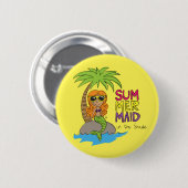Summer Mermaid Niedlich Water Flasche Limon gelb Button (Vorne & Hinten)