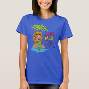 Summer Mermaid Niedlich Women's T - Shirt Blue