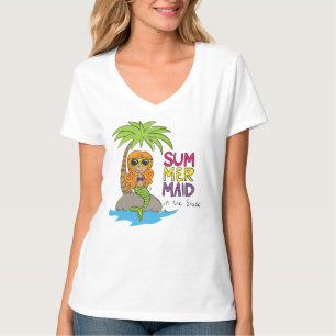 Summer Mermaid Niedlich Women's V-Nacken T - Shirt
