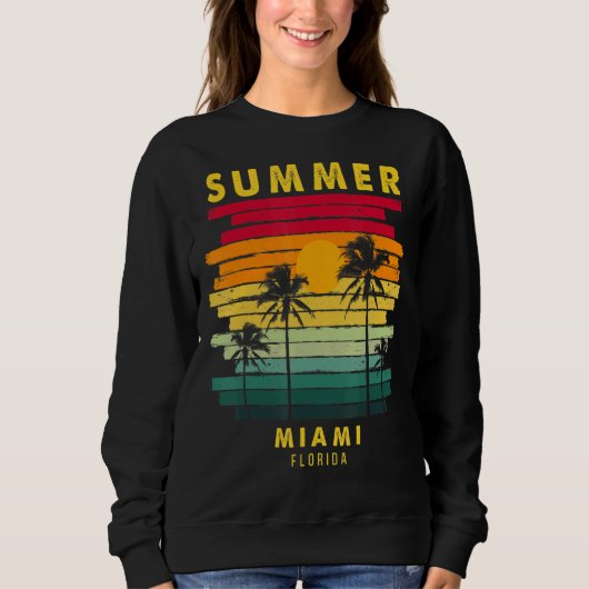Summer Miami Florida Beach Sunset Retro Sweatshirt (Vorderseite)