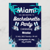 Summer Miami Weekend Beach Bachelorette Party  Einladung (Vorne/Hinten)