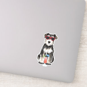 Summer Miniature Schnauzer Vinyl Sticker