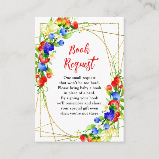 Summer Mixed Berries Baby Shower Book Request Begleitkarte (Vorderseite)
