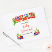 Summer Mixed Berries Baby Shower Bookplate Quadratischer Aufkleber (Umschlag)