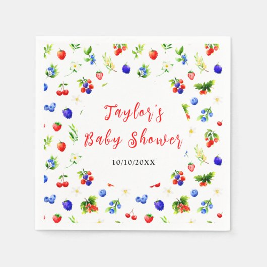 Summer Mixed Berries Baby Shower Serviette (Vorderseite)