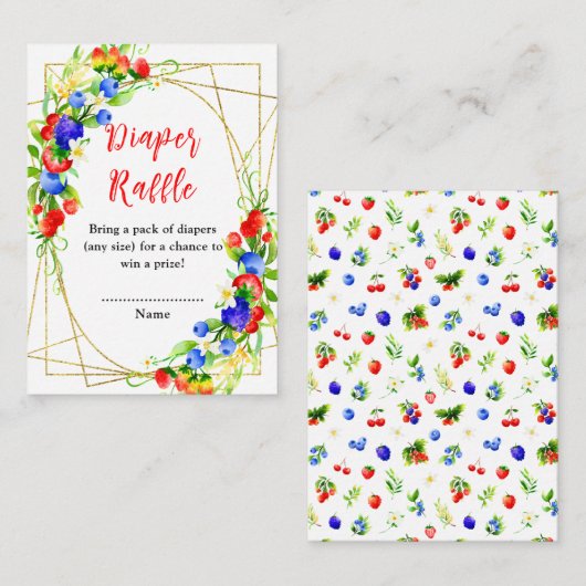 Summer Mixed Berries Babydusche Windelwanne Begleitkarte (Vorne/Hinten)