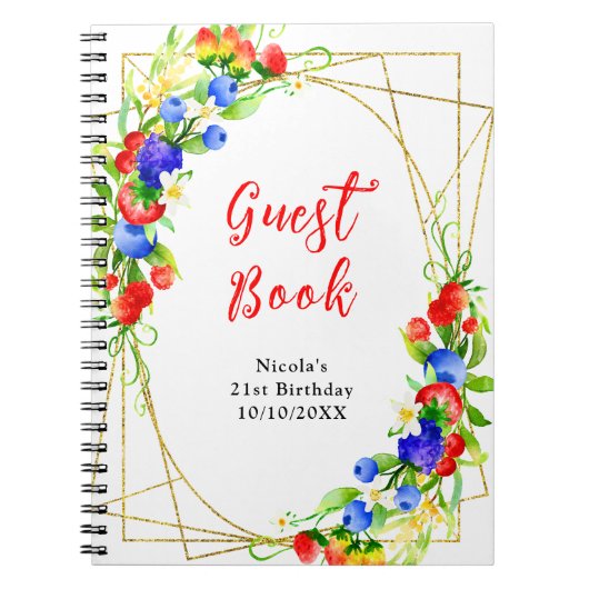 Summer Mixed Berries Birthday Guest Book Notizblock (Vorderseite)
