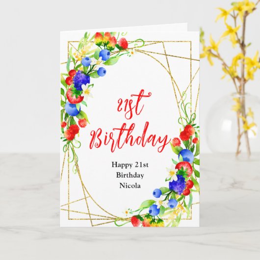 Summer Mixed Berries Birthday Karte (Gelbe Blume)