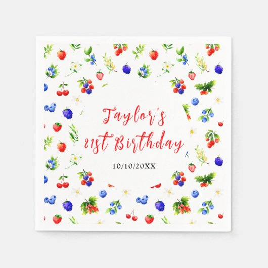 Summer Mixed Berries Birthday Party Serviette (Vorderseite)