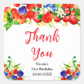 Summer Mixed Berries Birthday Thank You Quadratischer Aufkleber (Vorderseite)