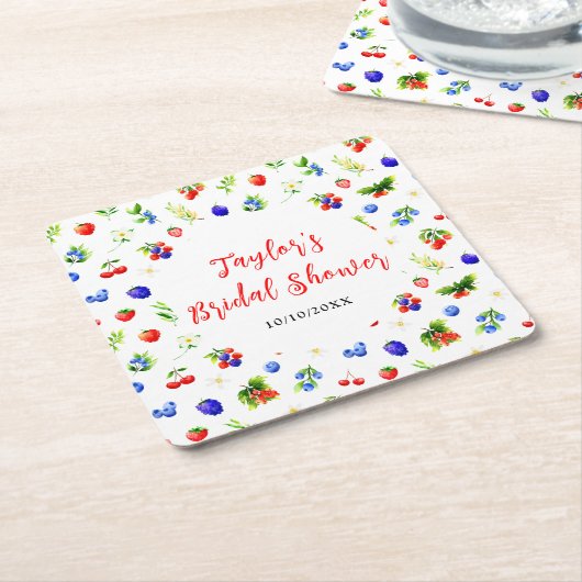 Summer Mixed Berries Brautparty Rechteckiger Pappuntersetzer (angewinkelt)