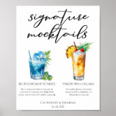 Summer Mocktails Blue Hawaiian Piña Colada Menü Poster (Vorne)
