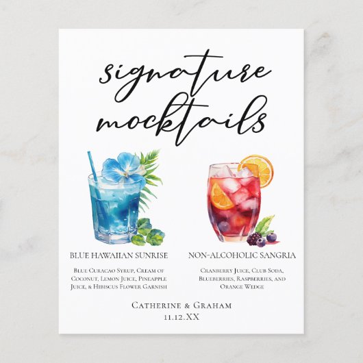 Summer Mocktails Blue Hawaiian Sangria Menü (Vorderseite)