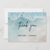 Summer Modern Beach Wedding Danke Karte (Vorderseite)