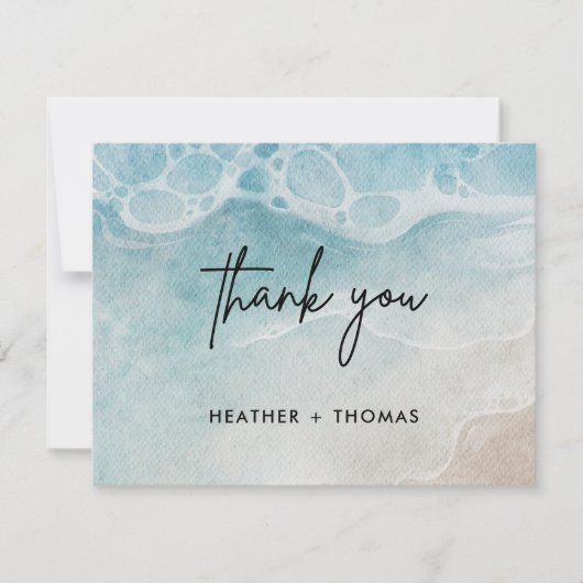 Summer Modern Beach Wedding Danke Karte (Vorderseite)