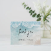 Summer Modern Beach Wedding Danke Karte (Stehend Vorderseite)